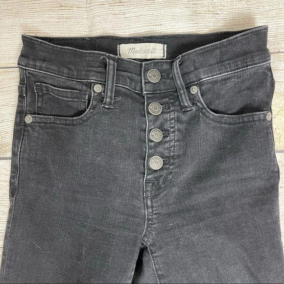 Madewell 9” Sky High Skinny Jeans Cropped Buttonfly Black Sz 24 - Picture 3 of 8